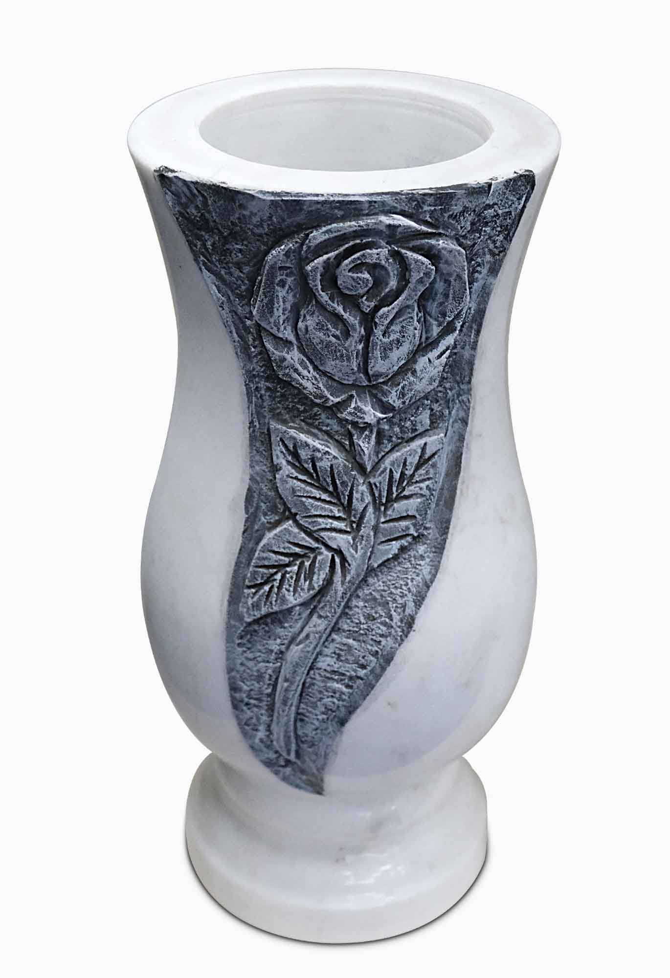 Viscount White rose carved tall vase